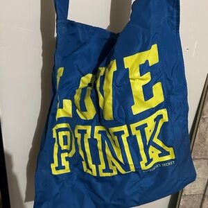 Victoria's Secret Blue Tote with Yellow Lettering